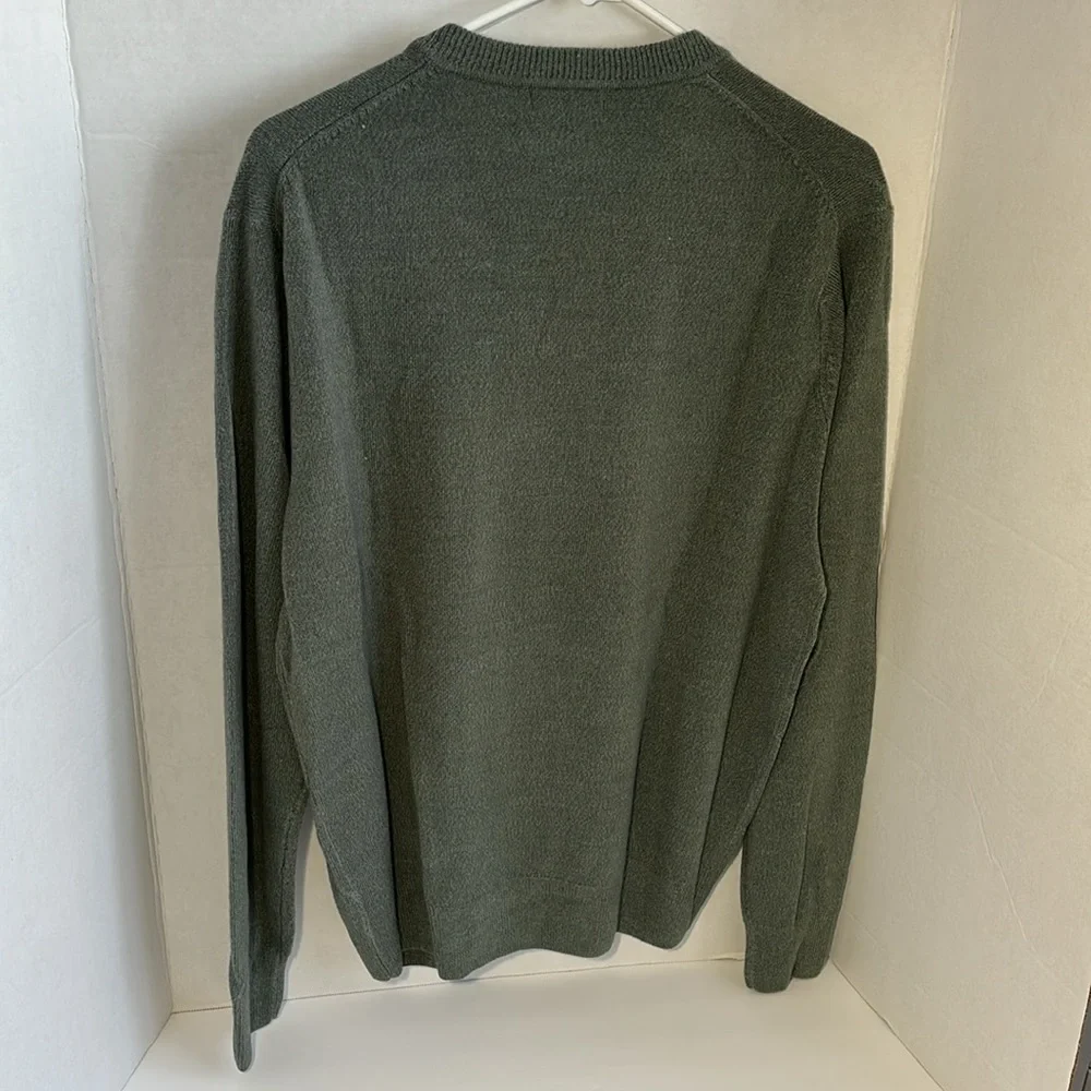 Dockers V-Neck Argyle Sweater Mens Size M Green Pullover Ribbed Geometric NWOT - Picture 2 of 9